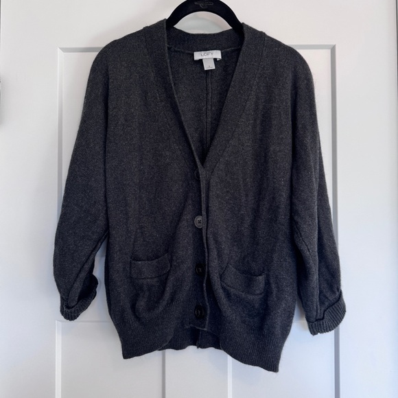 LOFT Sweaters - LOFT Charcoal Gray Cardigan Sweater